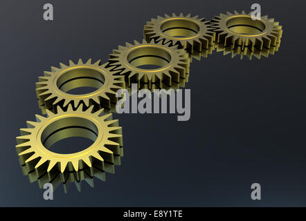 3d illustration of golden gears mechanism isolated over white Stock ...