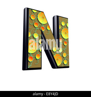 3d letter with decorative texture - N Stock Photo