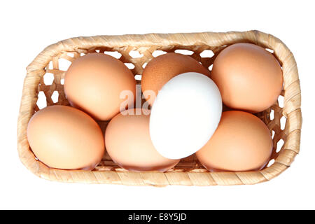 Easter eggs in basket. Stock Photo