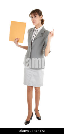 young girl in office clouses Stock Photo