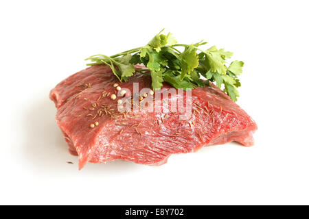 Fresh raw beef meat with spices Stock Photo