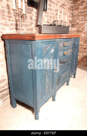 shabby chic art nouveau sideboard blue Stock Photo