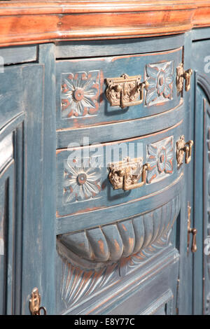 shabby chic art nouveau sideboard blue Stock Photo