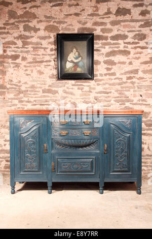 shabby chic art nouveau sideboard blue Stock Photo