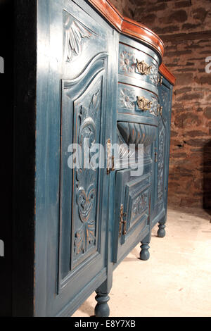 shabby chic art nouveau sideboard blue Stock Photo