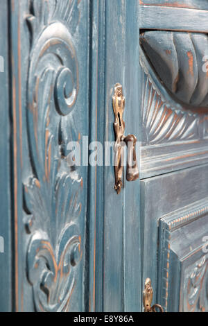 shabby chic art nouveau sideboard blue Stock Photo