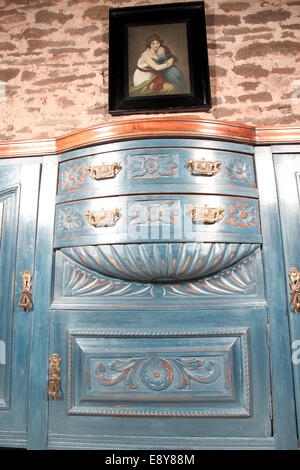 shabby chic art nouveau sideboard blue Stock Photo