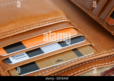 Open leather purse Stock Photo