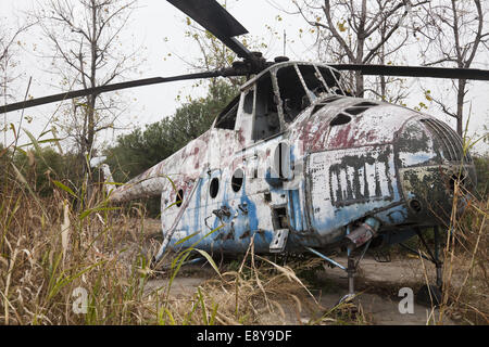 Old Soviet military chopper Stock Photo