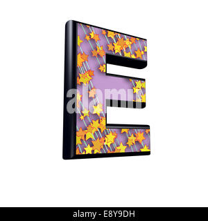 3d letter with decorative star texture - e Stock Photo