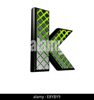 3d letter with green futuristic texture - K Stock Photo