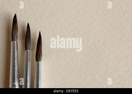 Paint brushes on papers background Stock Photo
