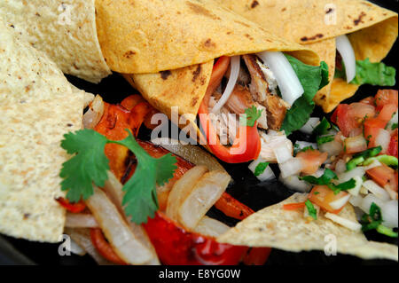Close-up Chicken Wrap And Chips Stock Photo