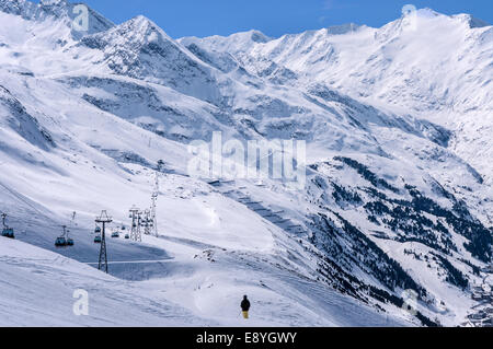 Ski lifts and pistes in Alpine ski resort in Obergurgl and Hochgurgl in Tirol, Austria Stock Photo