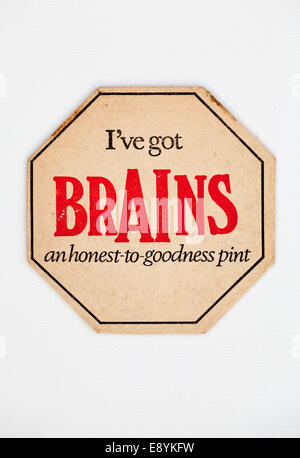 Vintage Old British Welsh Beer Mat advertising Brains Beers Stock Photo