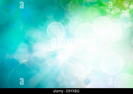 Circles of light on green tone background, space for advertising copy Stock Photo
