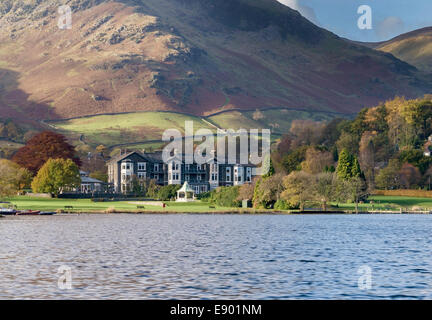 Inn on the Lake Hotel on the shores of Ullswater Lake in Glenridding, Lake District, Cumbria, England, UK Stock Photo