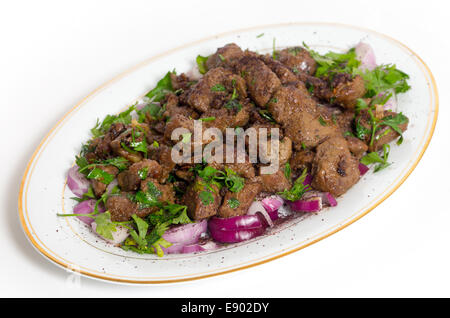 Albanian Liver, a traditional Turkish spiced lamb's liver recipe popular throughout the Middle East Stock Photo