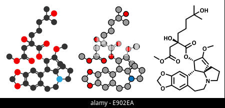 Omacetaxine mepesuccinate cancer drug molecule. Used in treatment of chronic myelogenous leukemia (CML). Stylized 2D rendering a Stock Photo