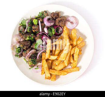 Albanian Liver, a traditional Turkish spiced lamb's liver recipe popular throughout the Middle East Stock Photo