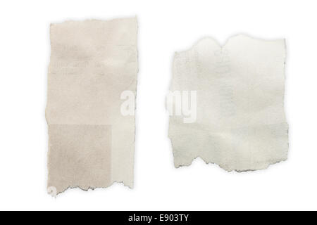 Two pieces of torn paper on plain background. Copy space Stock Photo