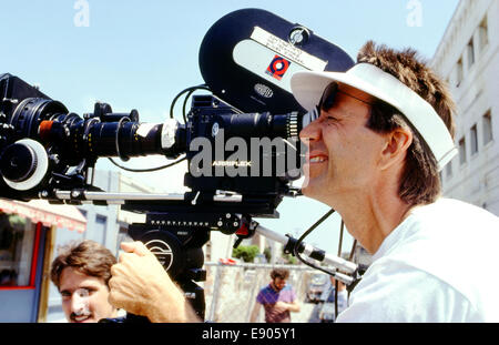 Ray Manzarek of The Doors directing and filming the music video for L.A. Woman in 1984 Stock Photo