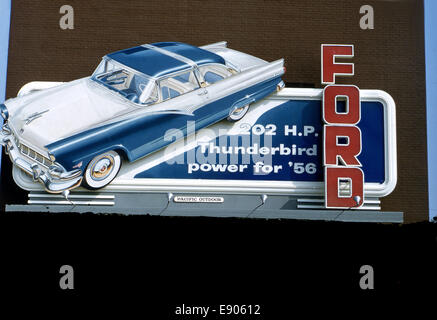 Billboard advertising Ford Thunderbird in 1956 Stock Photo