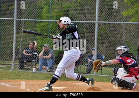 batter in a high school basebll game Stock Photo