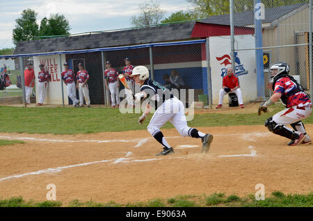 batter in a high school basebll game Stock Photo