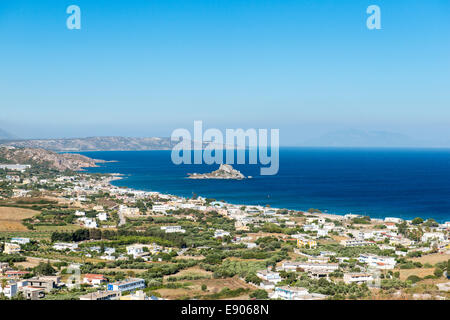 Panoramic view over Kefalos and Kastri island in the Mediterranean sea, island of Kos, Greece Stock Photo