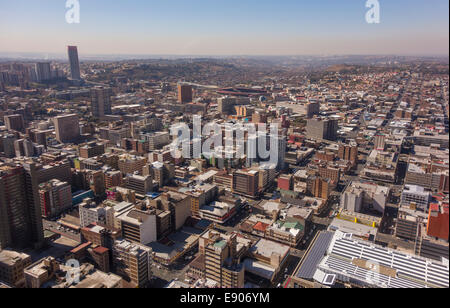 JOHANNESBURG, SOUTH AFRICA - Skyscrapers and buildings in central business district. Aerial view to east from top Carlton Centre Stock Photo