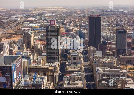 JOHANNESBURG, SOUTH AFRICA - Skyscrapers, buildings in central business district. Aerial view to west from top Carlton Centre. Stock Photo