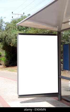 A Blank white Sign on Bus station Stock Photo