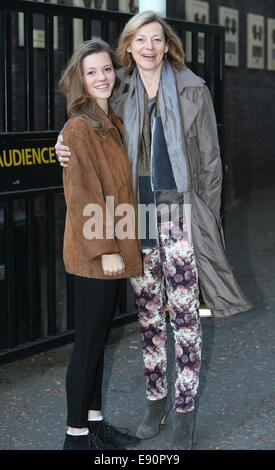 Pippa Haywood and daughter outside ITV Studios  Featuring: Pippa Haywood and daughter Where: London, United Kingdom When: 14 Apr 2014 Stock Photo