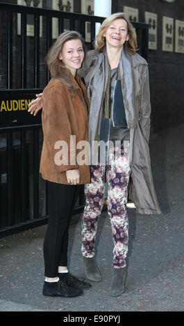 Pippa Haywood and daughter outside ITV Studios  Featuring: Pippa Haywood and daughter Where: London, United Kingdom When: 14 Apr 2014 Stock Photo