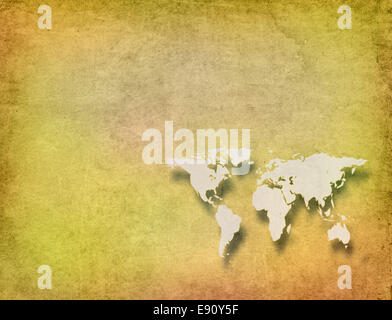 World Map On Parchment Stock Photo - Alamy