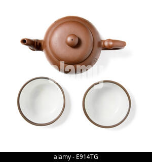 Ceramic pot and two cups Stock Photo