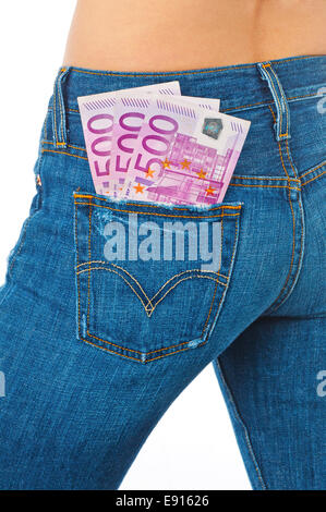 money in trouser pocket Stock Photo