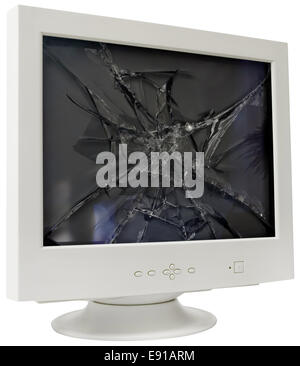 Broken CRT computer monitor isolated with clipping path Stock Photo - Alamy