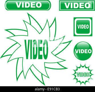 button VIDEO glossy web icons set Stock Photo