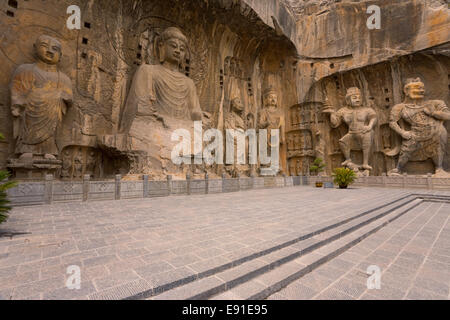 Longmen Grottoes Chiseled Statues Stock Photo