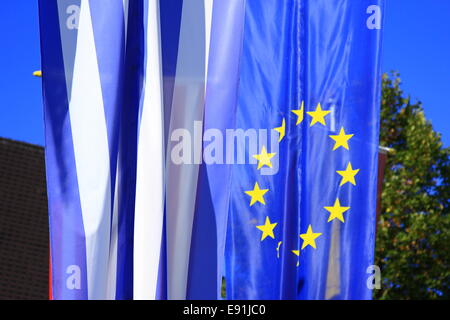 Flags of Greece and the European Union