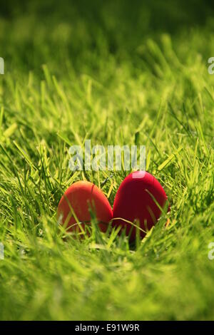 Red Easter eggs Stock Photo