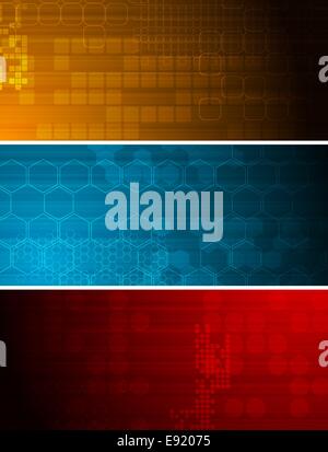 Set of bright technical banners with different ele Stock Photo