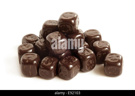 Dark chocolate cubes Stock Photo