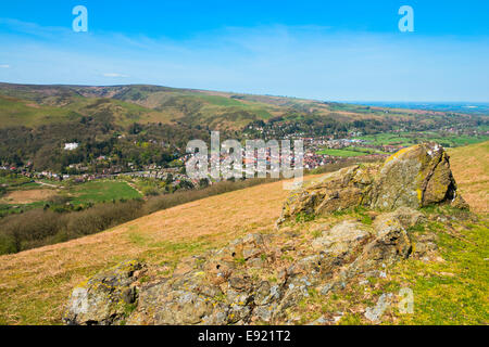 The town of Church Stretton and the Long Mynd in Shropshire, England, UK. Stock Photo