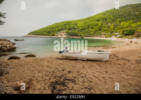Pupnatska Luka, one of the hidden beaches in bays on Korcula Island, Croatia 2014 Stock Photo