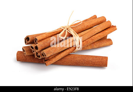 Bunch of cinnamon sticks isolated on white Stock Photo