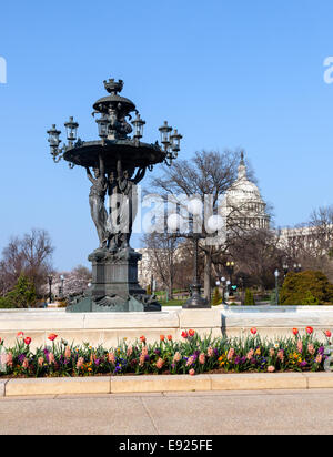 Bartholdi Fountain and Capitol dome Stock Photo