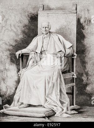 Pope Leo XIII, 1810 – 1903, born Vincenzo Gioacchino Raffaele Luigi Pecci, after the painting by Theobold Chartran exhibited in Stock Photo